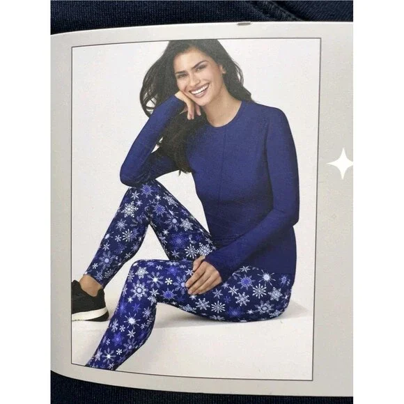 ClimateRight by Cuddl Duds 2pc Women's S Knit Base Layer Top Legging Set Blue - Picture 10 of 12